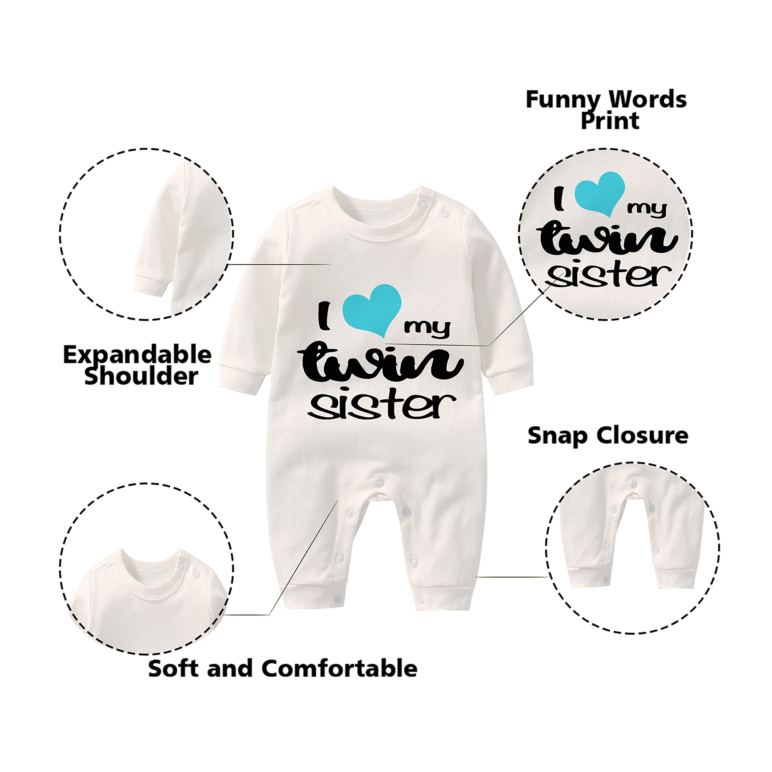 Body pour bébé jumeau jumeau sœur frère drôle bébé tenue mignonne bébé fille barboteuse avec chapeau ensemble