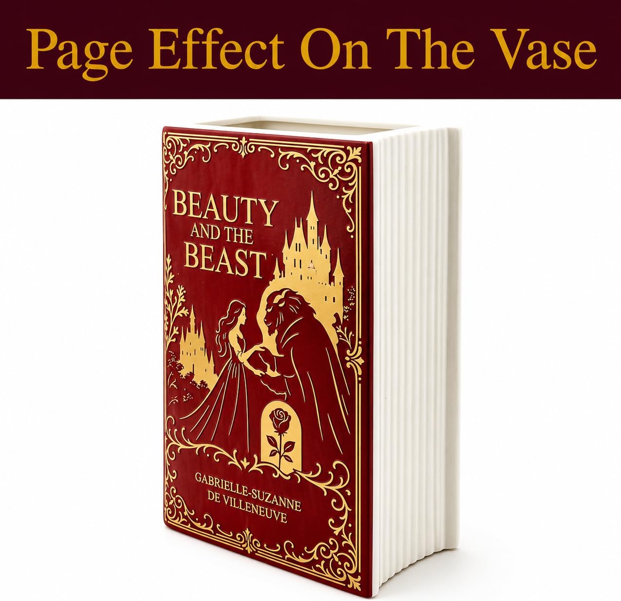 Beauty and the Beast Inspired Book-Shaped Ceramic Vase – Decorative Floral Vase for Home & Bookshelf Décor, Unique image 3
