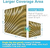 Vista 6 de STICKGOO Paneles de pared con diseño ondulado para decoración de pared interior, paneles 3D texturizados de PVC dorado cepillado profundo, paneles