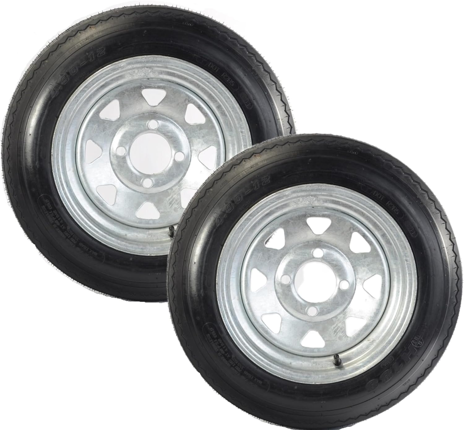 eCustomrim 2-Pack Trailer Tire Rim 4.80-12 12 in. Load Range C 4 Lug Galvanized Spoke Wheel - 2 Year Warranty w/Roadside