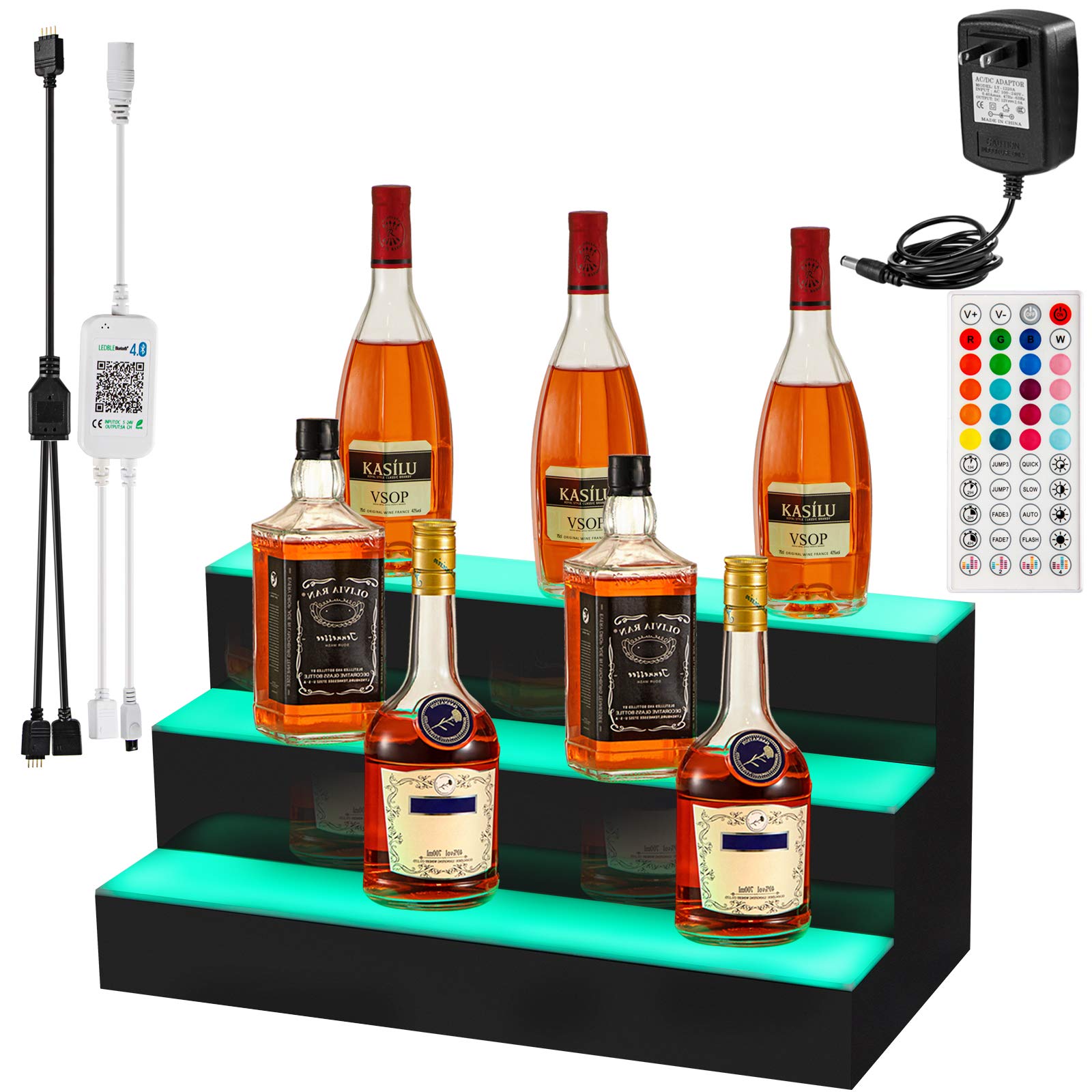 VEVOR LED Lighted Liquor Bottle Display Shelf, 24inch LED Bar Shelves