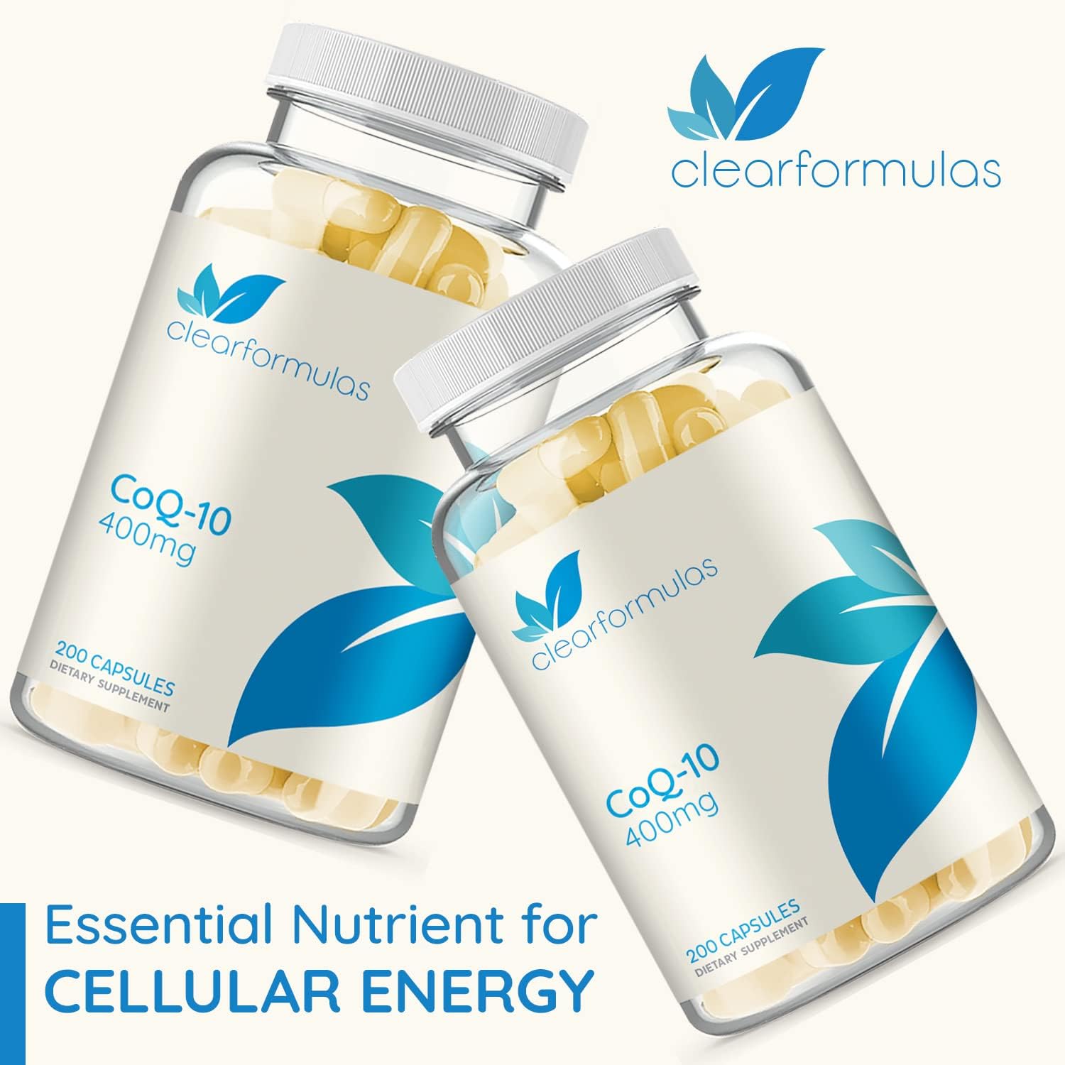 ClearFormulas CoQ10 400mg 200 Capsules Quick Absorption Non-GMO