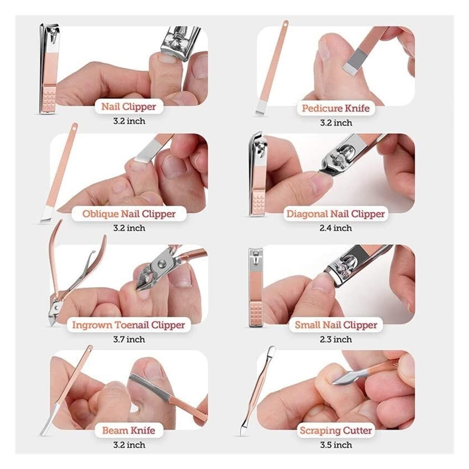 Kit de manucure, Coupe-Ongles Professionnel, Coupe-Ongles en Acier Inoxydable, Ciseaux et Coupe-Ongles (Rouge Clair)