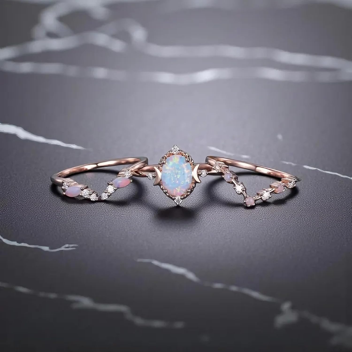 Opal Ring for Women 925 Sterling Silver/10K/14K/18K Gold Opal Engagement Ring Dainty Jewelry Gift for Her Customizable
