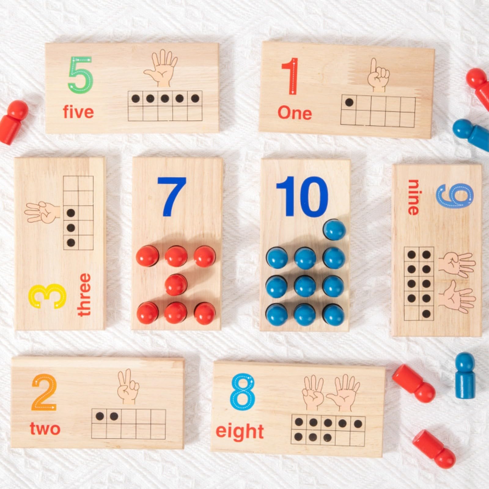 predolo 10 Piezas Tablero Cuadros con Clavijas Numeración sin Pantalla Tabla Numeración Madera No Tóxico Juguete Didáctico Madera para Casa