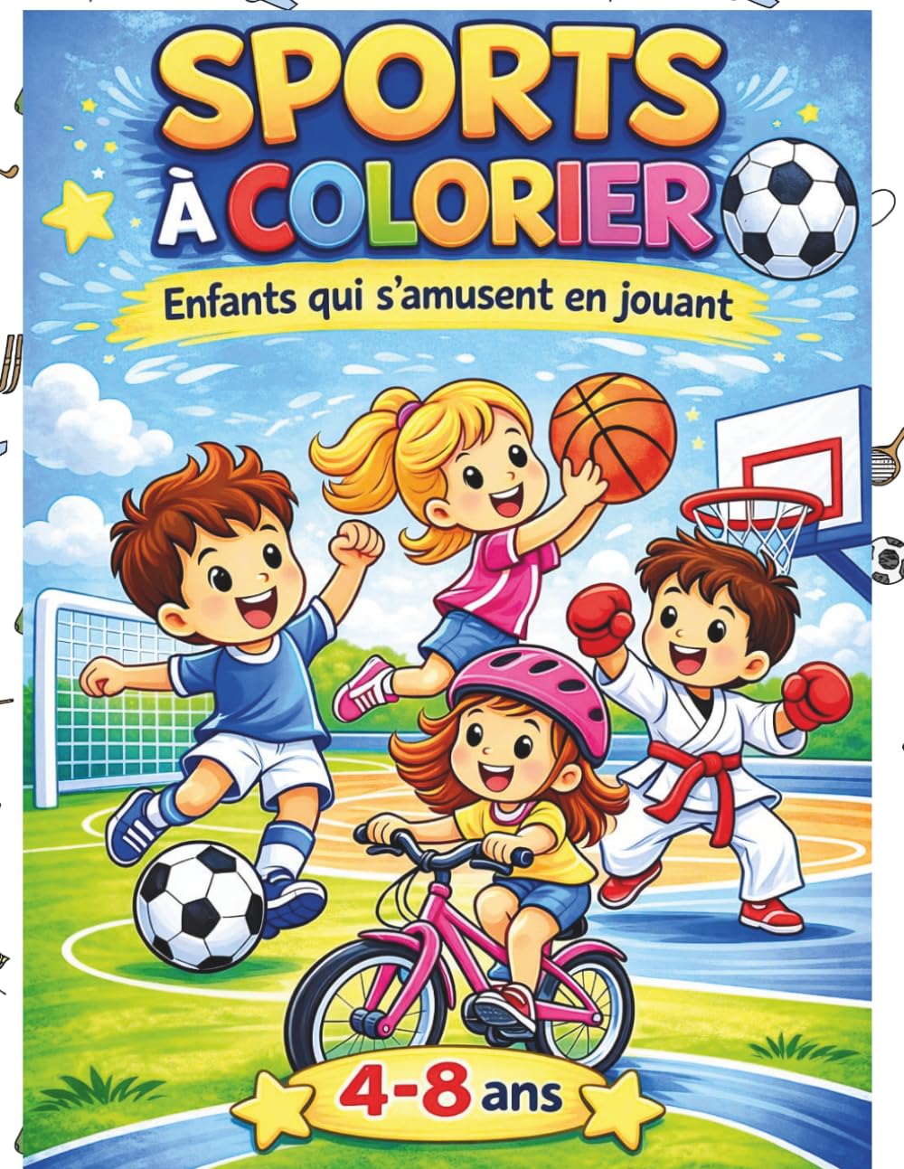 Sports à colorier: enfants qui s’amusent en jouant