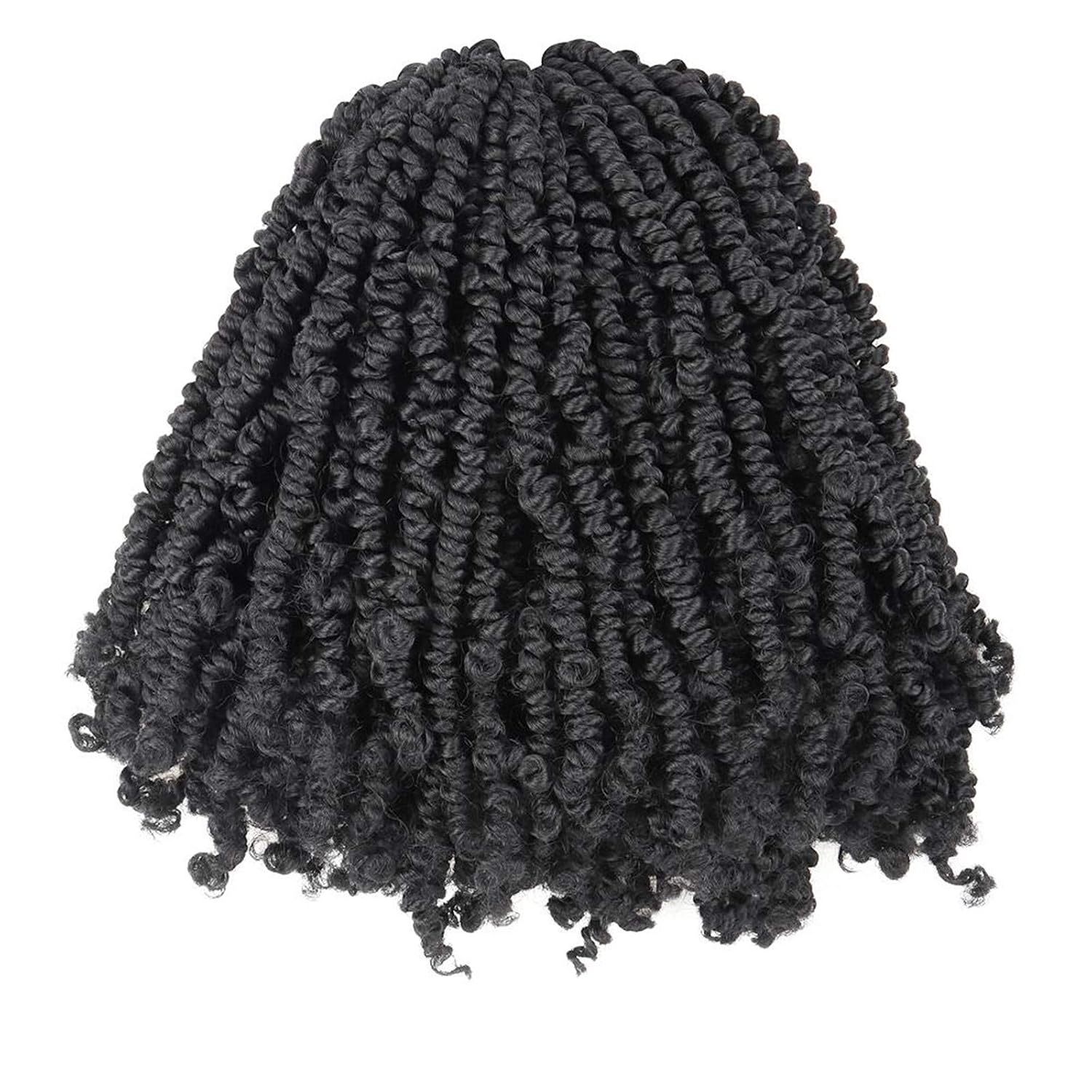 TOYOTRESS Bob Spring Twist Crochet Hair - 10 inch 7Pcs (140 strands) Natural Black Cute & Versatile Pre-twisted Spring Twists Crochet Braids Synthetic Braiding Hair Extension (10inch,1B)