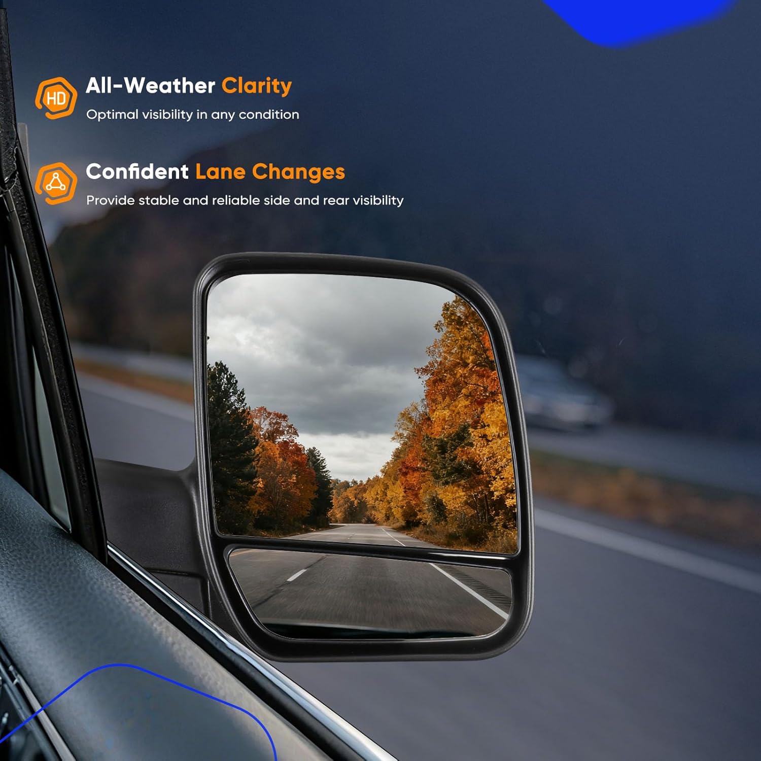 ECCPP Passenger Side Mirrors, Right Rear View Mirrors fit 2003-2013 For Ford E-150 E-250 2004-2013 For Ford E-350 E-450 Super Duty E-450 Econoline Black Manual Folding