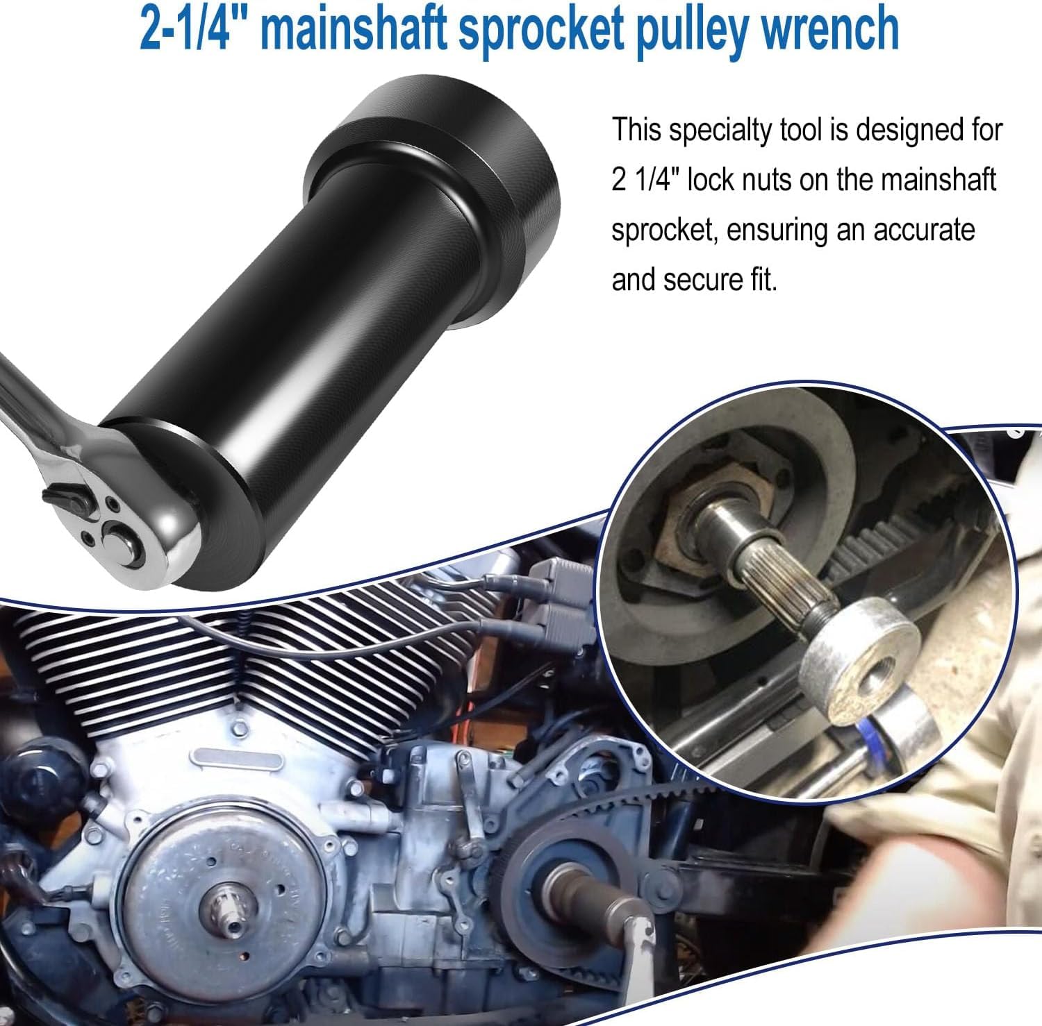 Zestaw narzędzi do nakrętki wału głównego 2-1/4" do Harley Davidson Twin Cam Dyna Electra Glide Heritage Softail 2006+ z walizką do przechowywania, kluczem nasadowym do demontażu nakrętki blokującej