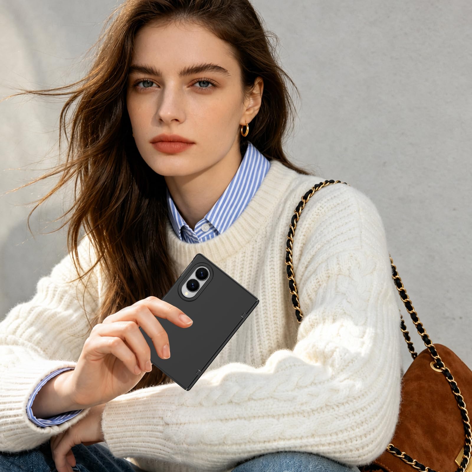 Carcasa para Samsung Z Fold 8 Magnética Película Integrada Carga Inalámbrica, Negro | Película protectora integrada, acabado suave mate, funda antigolpes antiarañazos