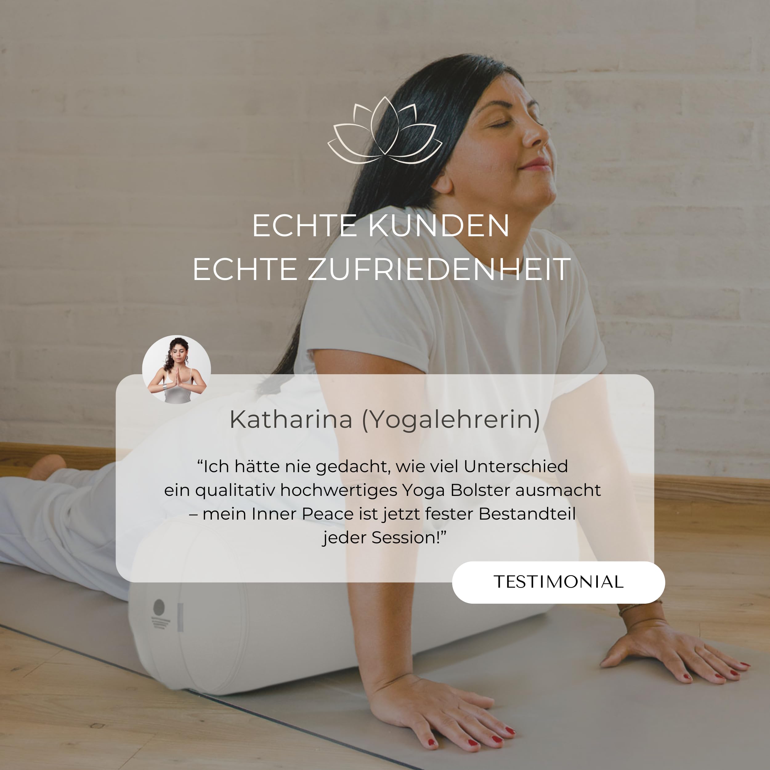 Yoga Bolster Ø 23 cm mit Bio-Dinkelfüllung | Bezug aus 100% Bio-Baumwolle, Yogakissen lang, Made in Germany, waschbarer Bezug, für Yoga & Entspannung