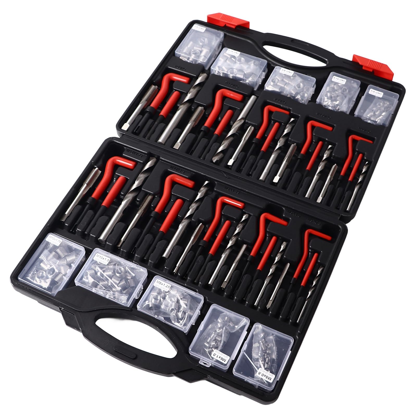 Oumefar Kit di Riparazione Filettatura Vite, Elevata Durezza 261 Pezzi, Strumento di Maschiatura per Inserimento Filettatura a Uniforme, Struttura per Apparecchiature di
