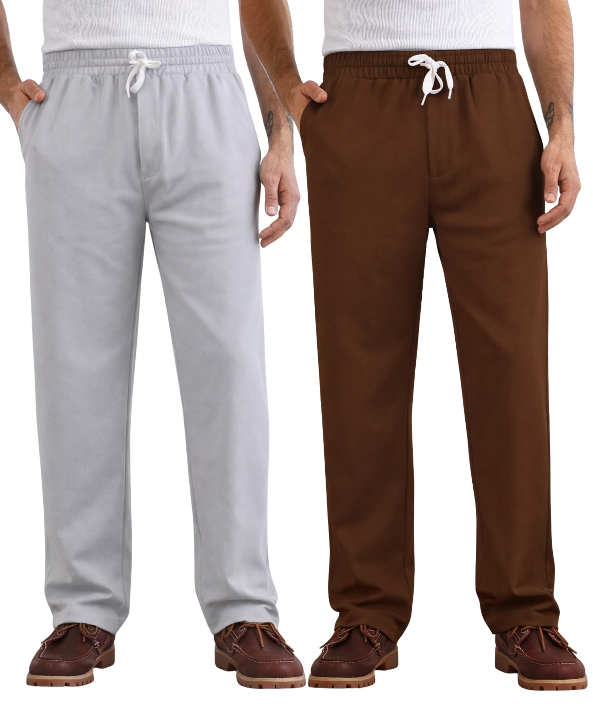 Pack of 2 Men's Regular Fit Track Pants with Pockets & Drawstring | Soft Stretchable Fabric Joggers for Gym, Running & Casual Use-picture-39