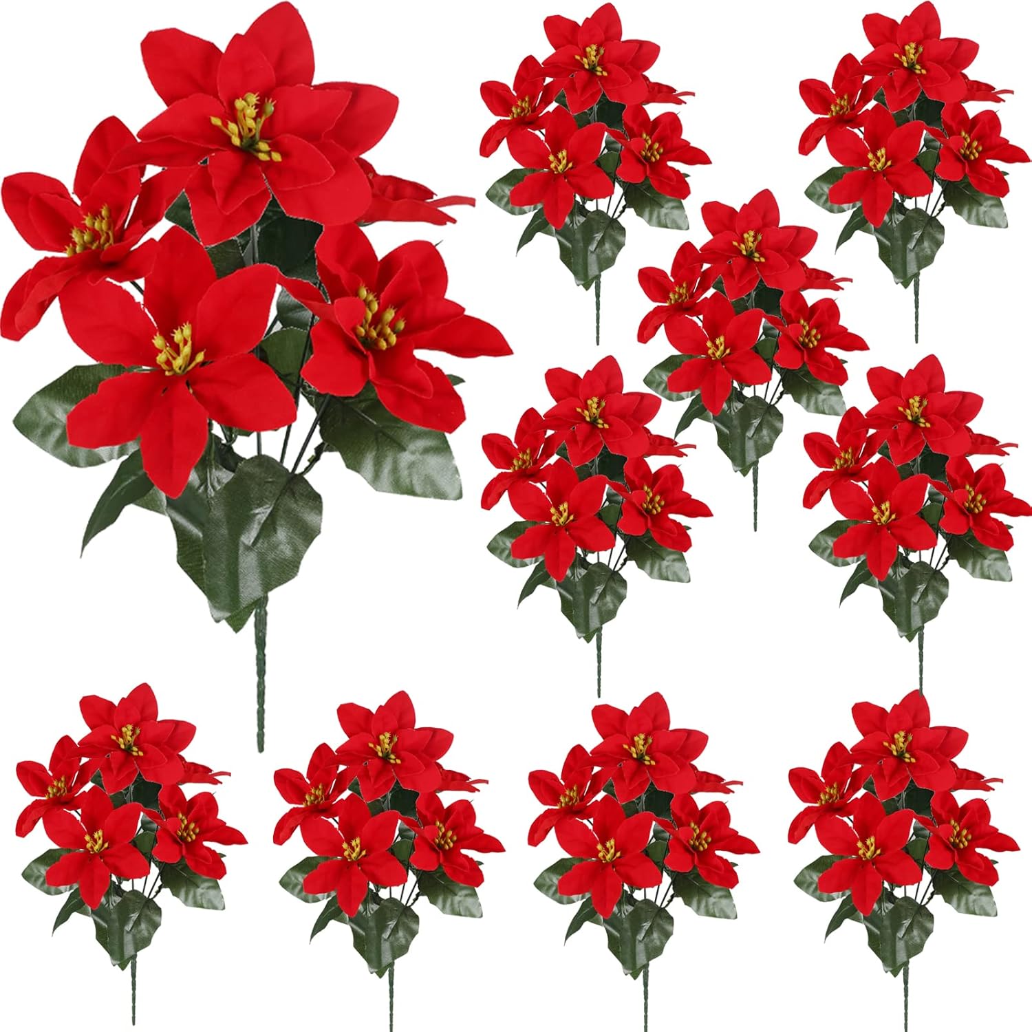 HUAESIN 10pcs Christmas Flowers Poinsettia Flowers
