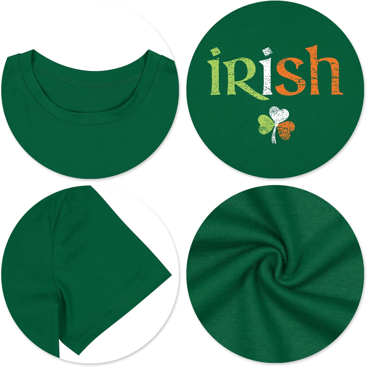 St. Patrick's Day Shirt for Women: Irish Clover Letter Print Tee Tops St Patty's Shamrock Blouse T-Shirt - Image 4