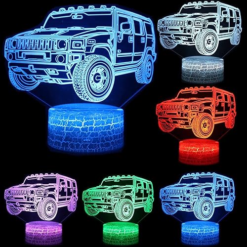 Miniatura 4 de Luz nocturna de ilusión 3D con tres patrones de 16 cambios de color, lámpara de ilusión para automóvil, lámpara de luz nocturna para niños