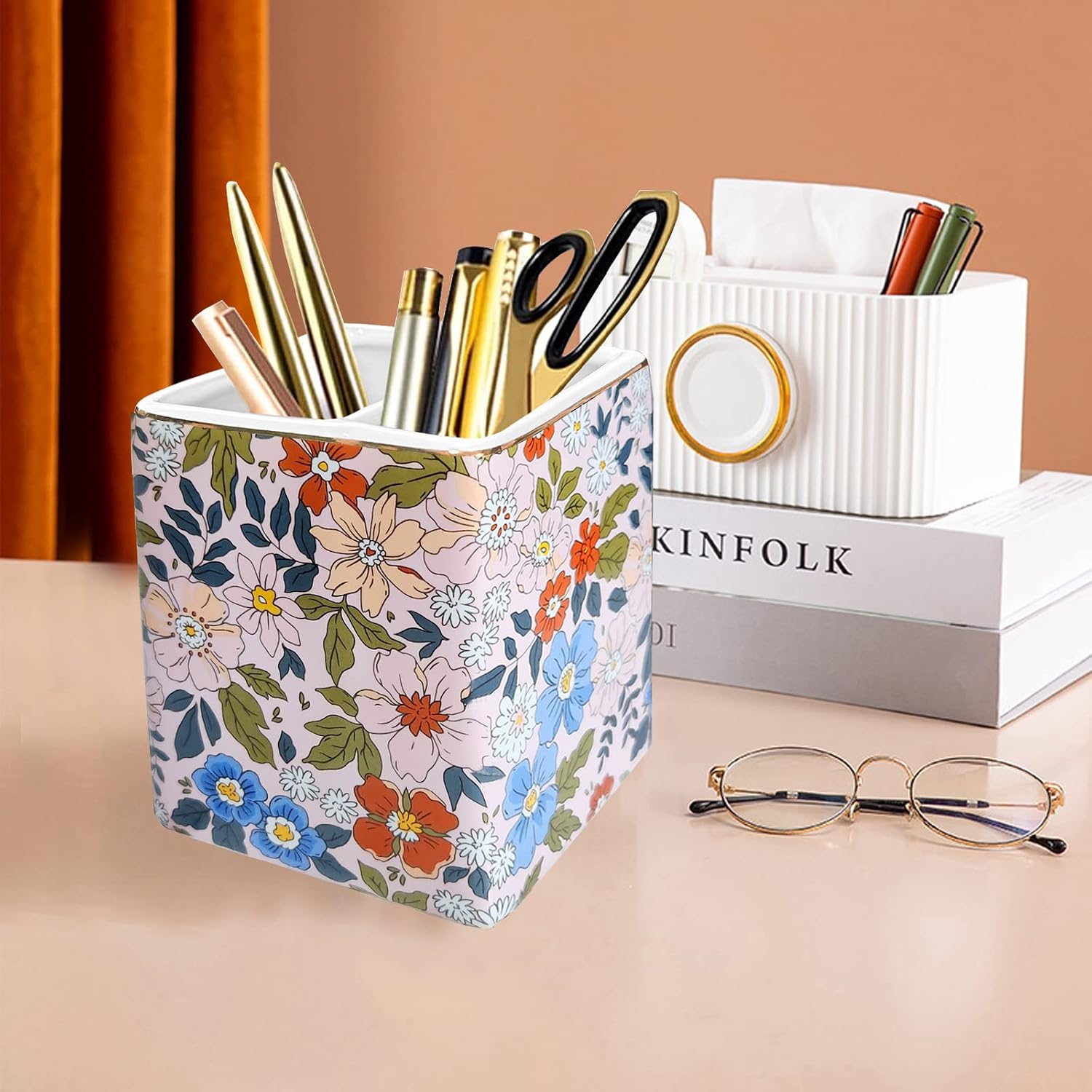Ceramic Pen Holder for Desk, Flower image 2