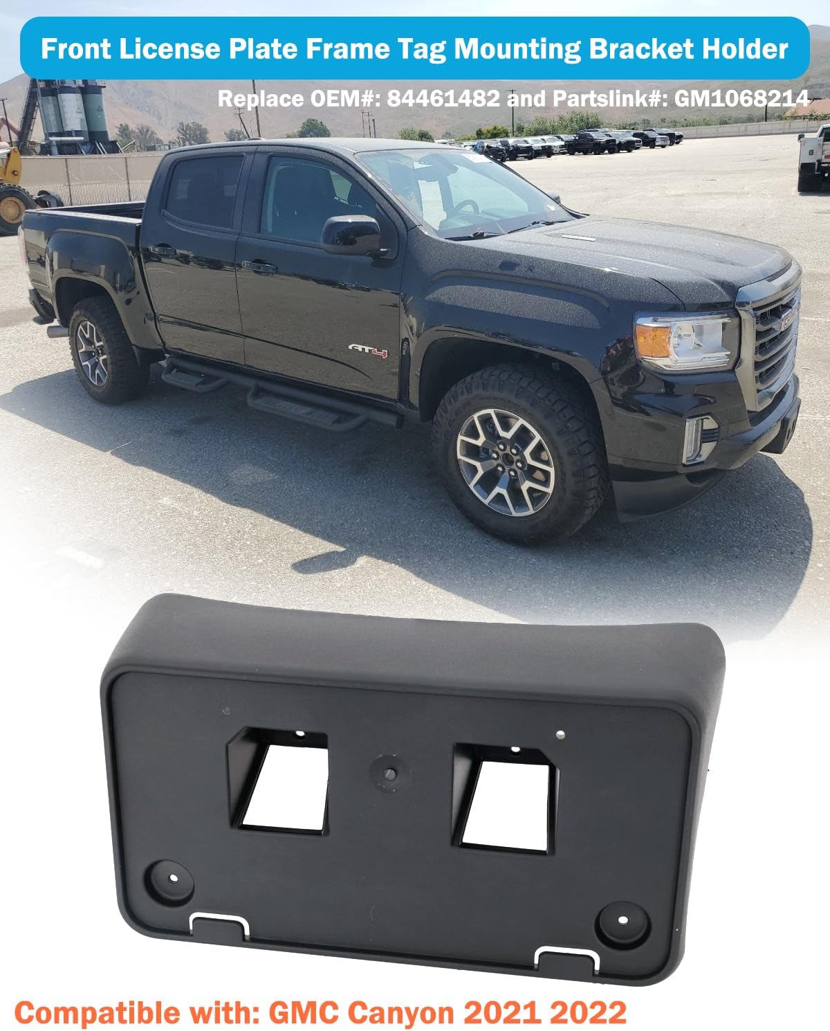 Front License Plate Frame for GMC Canyon 2021 2022 Front Bumper License Plate Holder Mounting Bracket Cover Replace# 84461482 Partslink# GM1068214