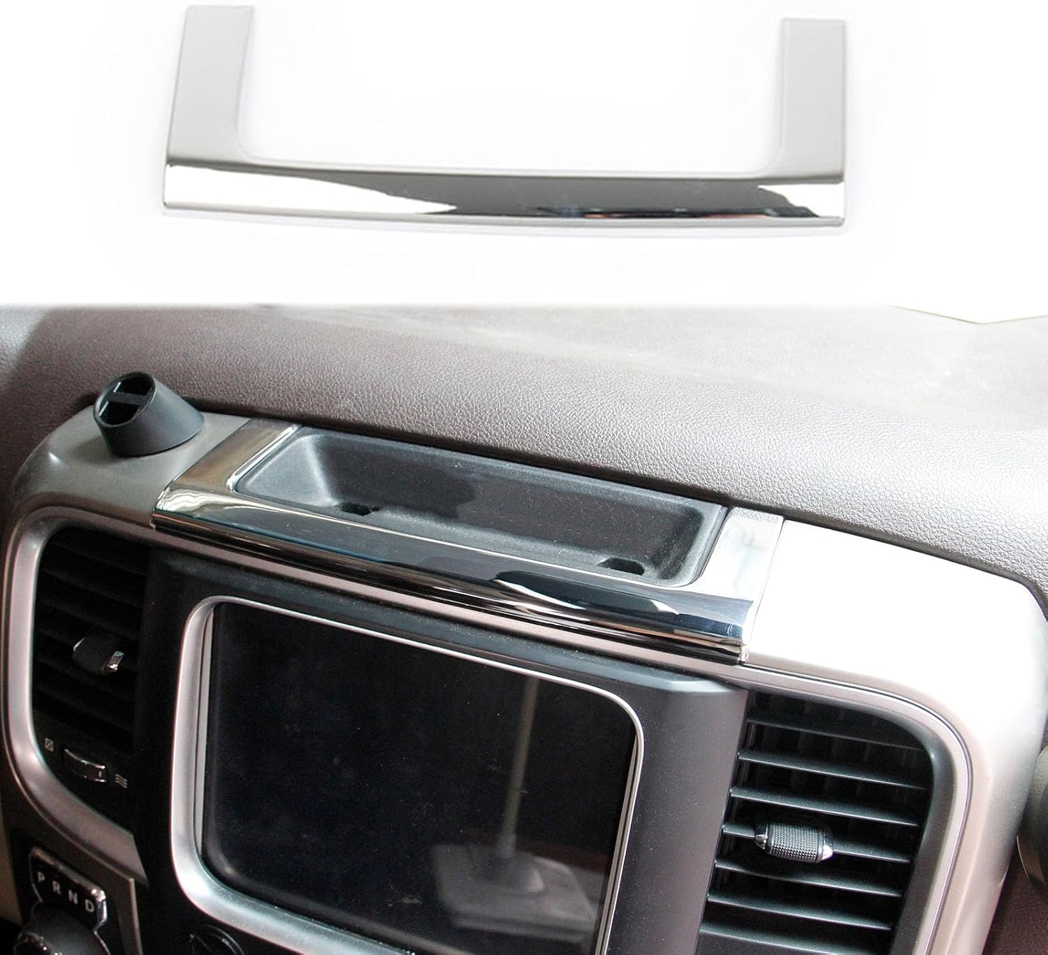 JSTOTRIM Chrome Center Console Storage Slot Cover Trim fit 2014 2015 2016 2017 2018 Dodge RAM 1500 2500 3500 Accessories