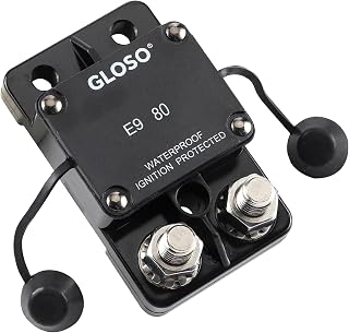 GLOSO Circuit Breaker E9A Waterproof Breaker Auto Reset (T1) 80A Side by Side Stud IP67 Marine Hi-Amp (80A)