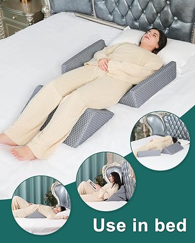 Miniatura 4 de Cuñas de espuma para posicionamiento en la cama  Almohada de cuña en forma de R 3 en 1  para personas mayores, adultos, pacientes postrados en cama