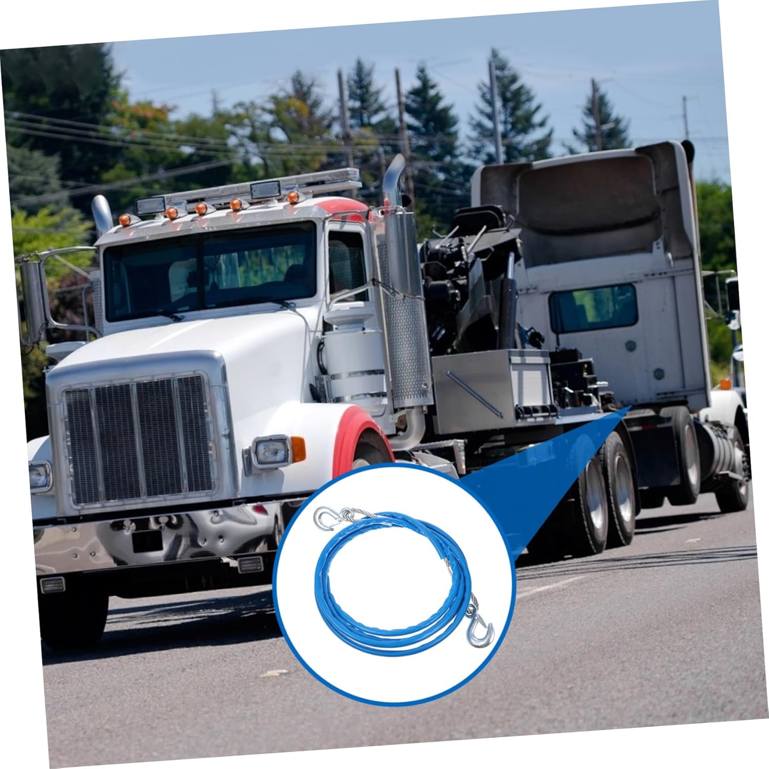 Mobestech 1pc Wire Car Hauling Rope Capacity Sturdy Trailer Cable Forged Hooks Safe for Night Use for Towing Vehicles and Emergency Situations