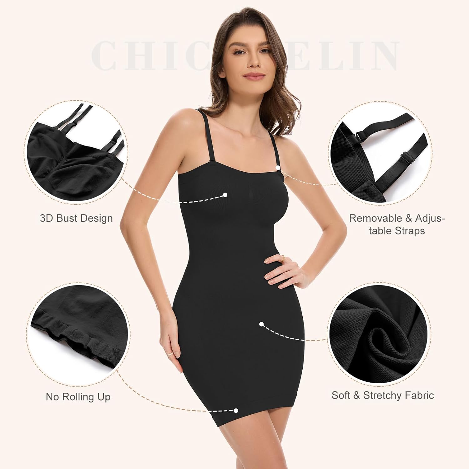 Strapless Shapewear Slips for Under Dresses Tummy Control Shapewear Dress Slip Seamless Slimming Body Shaper - Image 3