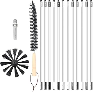 15pcs Chimney Brush Cleaning Brush Kit, ZDHQLHJ Multi-Scene Chimney Brush with 12 Flexible Nylon Rod, for Hearth Fireplace Drill Chimneys Ventilation Ducts Dryer Washing Machine
