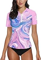 Vista 193 de BesserBay Women’s Rash Guard Shirt UPF 50+ Half Zip Short Sleeve Quick Dry Swim Shirt Swimsuit Tops