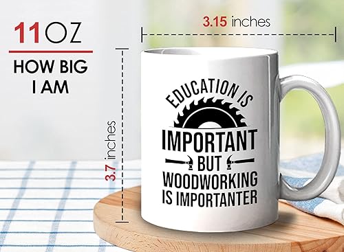 Miniatura 6 de Bubble Hugs Taza de café para carpintería de 11 onzas, color blanco, la educación es importante, humor para carpintero, leñador, artesano,