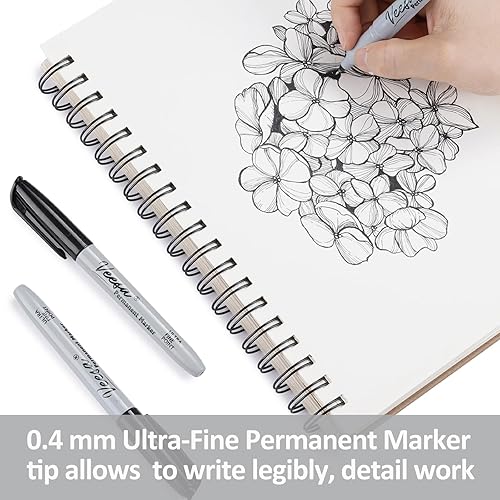 Miniatura 4 de VEESA Marcadores permanentes, paquete de 60 unidades, juegos de marcadores permanentes de punta ultrafina, tinta de secado rápido, funciona en