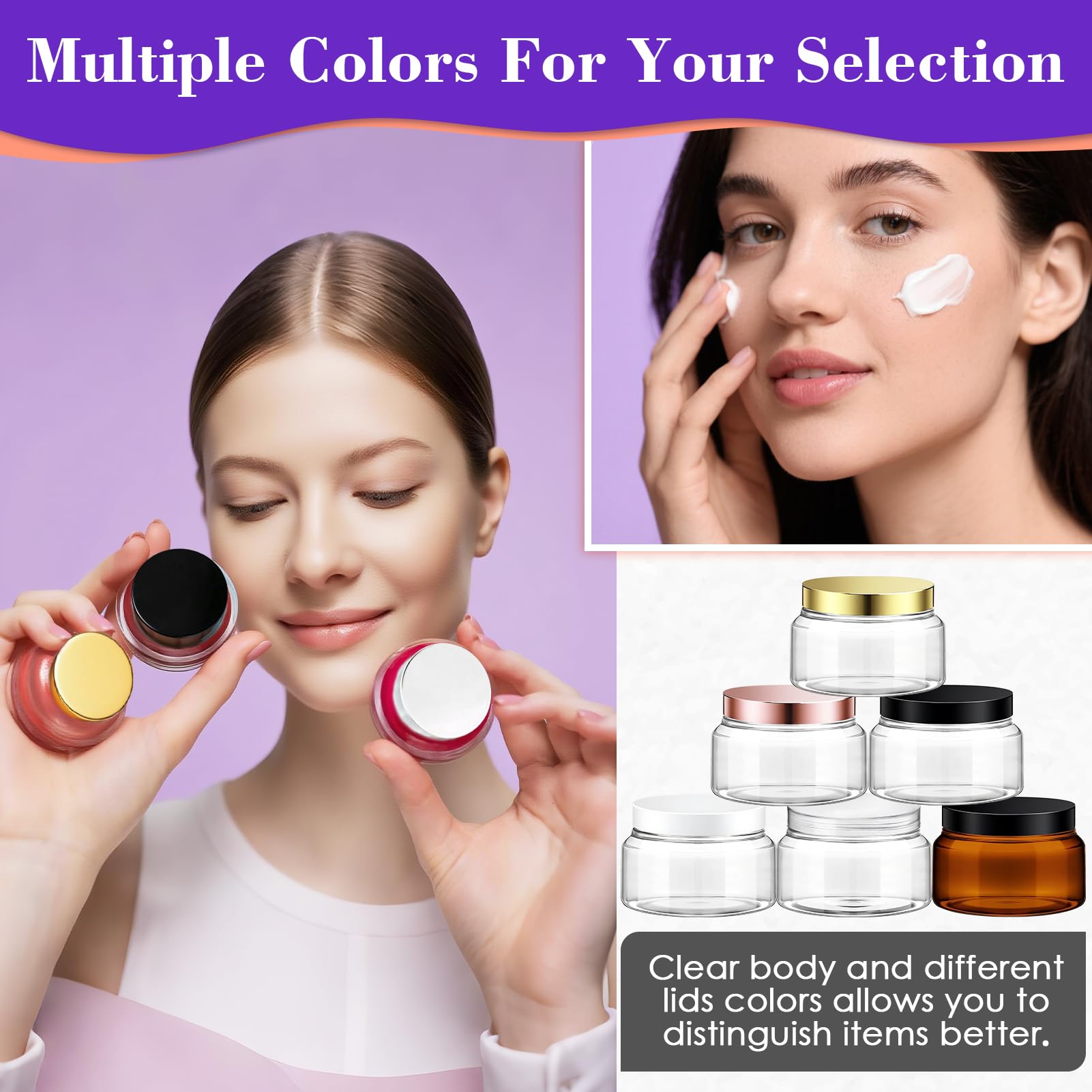 AMORIX Plastic Cosmetic Containers with Lids