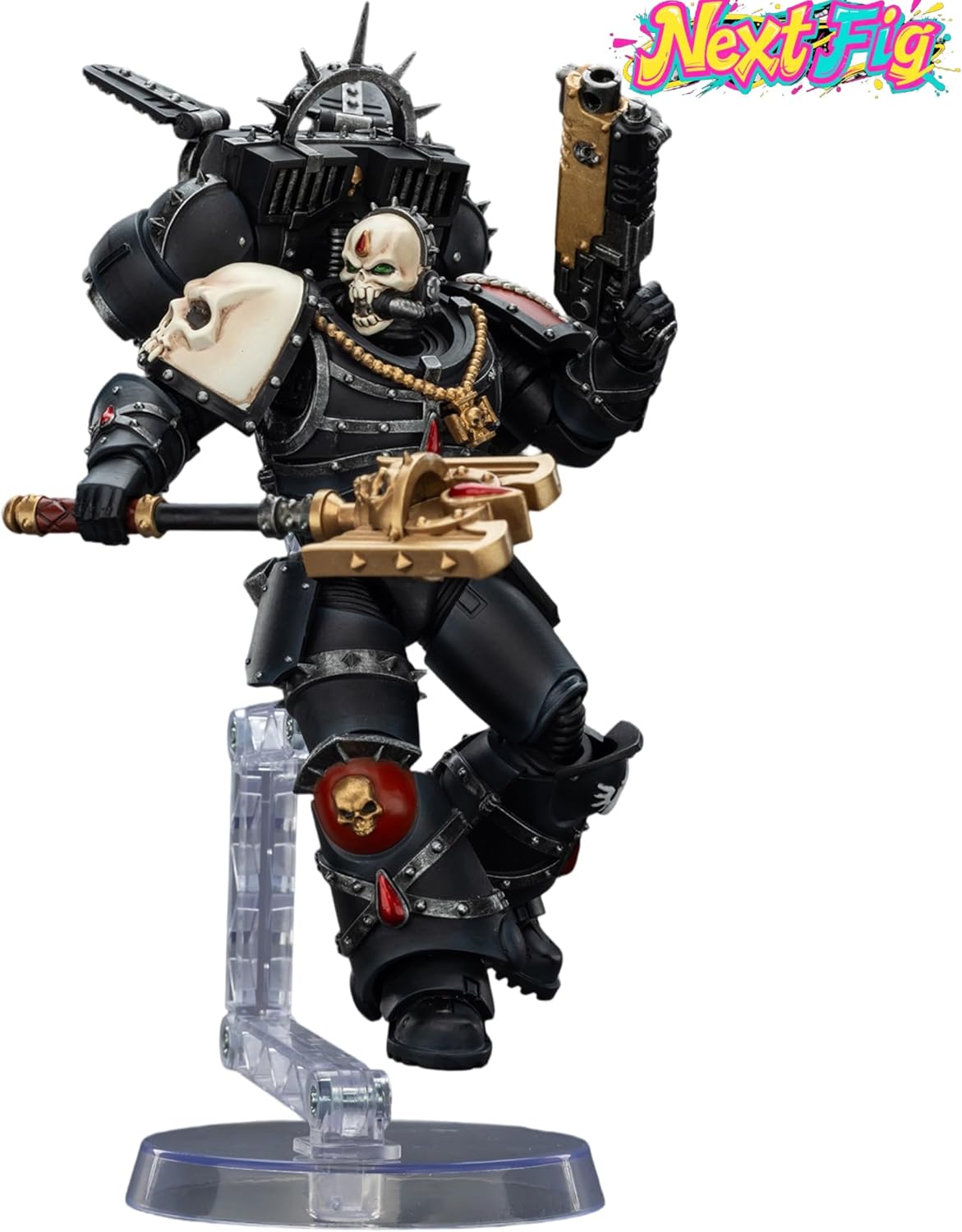 JOYTOY Blood Angels Lemartes Warhammer 40K 1/18 Action Figures Blood Angels Lemartes with Jump Pack Blood Crozius and Absolver Bolt Pistol Collectible Model 4.8Inch Gifts