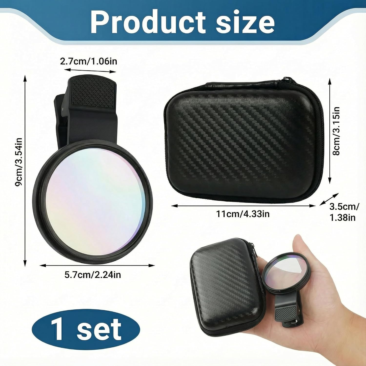 52mm CPL Filter, Clip on Lens Filter Camera Lens, HD Circular Polarizing Filter, CPL Filter Compatible with DSLR/iPhone 17/16/15/14/12/Samsung Galaxy Pixel and Other Smart Phones/Camera
