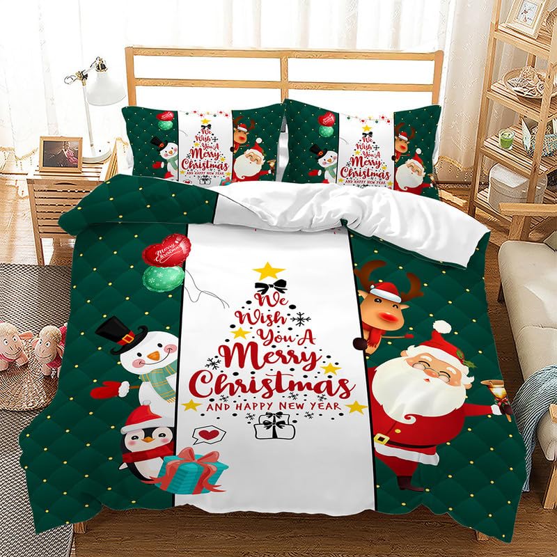 Housse de couette 140x200 vert foncé pour lit Noël en microfibre 110g