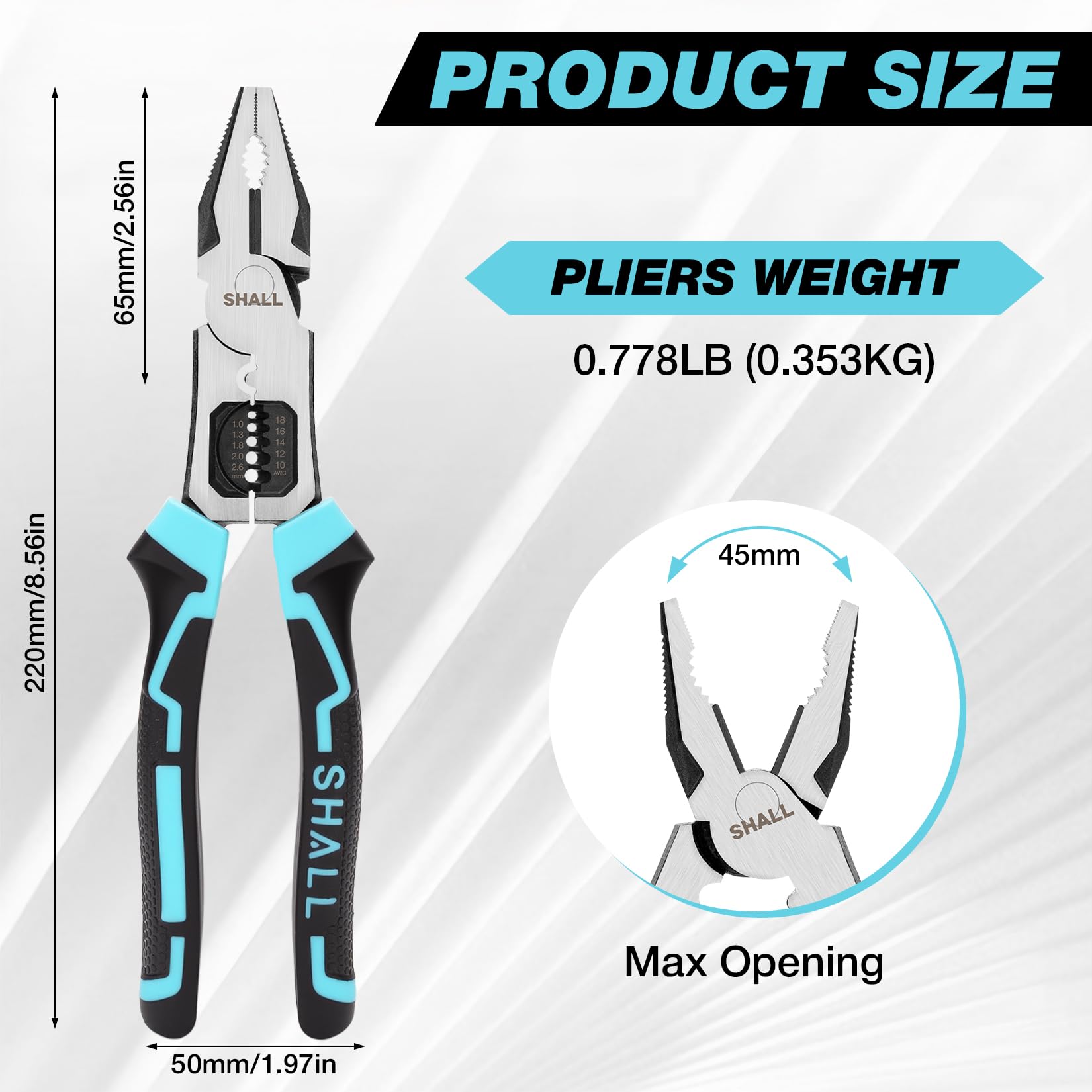Image secondaire de Pince Multifonction Universelle 5 en 1 - 20 cm pour Câbles 1,0 à 2,6 mm²