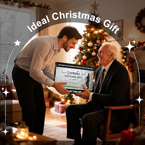 Miniatura 2 de Loowoko Putting Green para interiores con retorno de pelota, equipo de entrenamiento de práctica de golf, tapete de putting para oficina en casa,