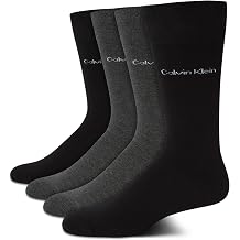 Calvin Klein Mens 4 Pack Soft Cotton Blend Patterned Dress Crew Socks
