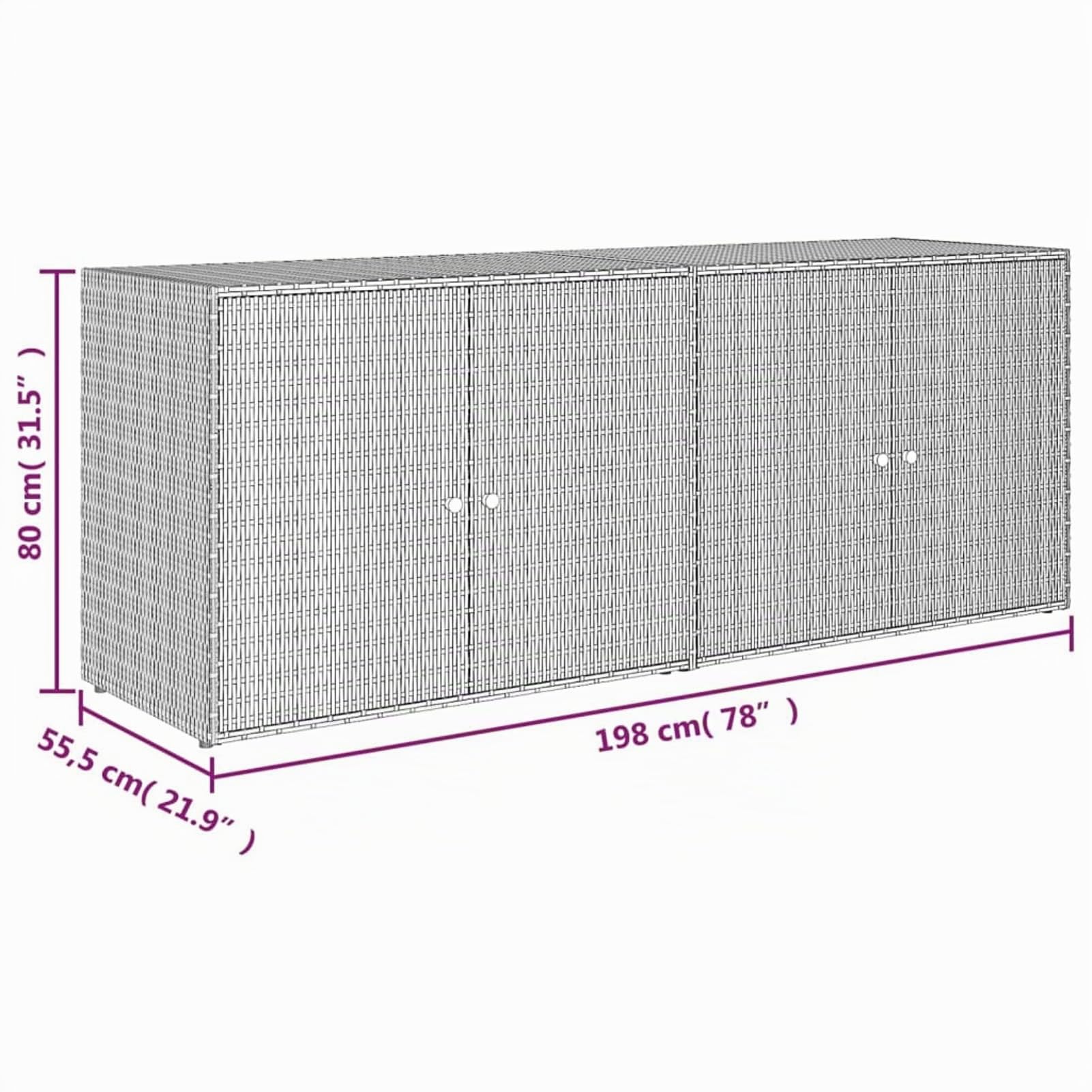 Homgoday Armario de Almacenaje de Jardín, Aparador de Herramientas Mueble para Comedor Salón Sala de Estar Jardín Ratán PE Negro 198x55,5x80 cm
