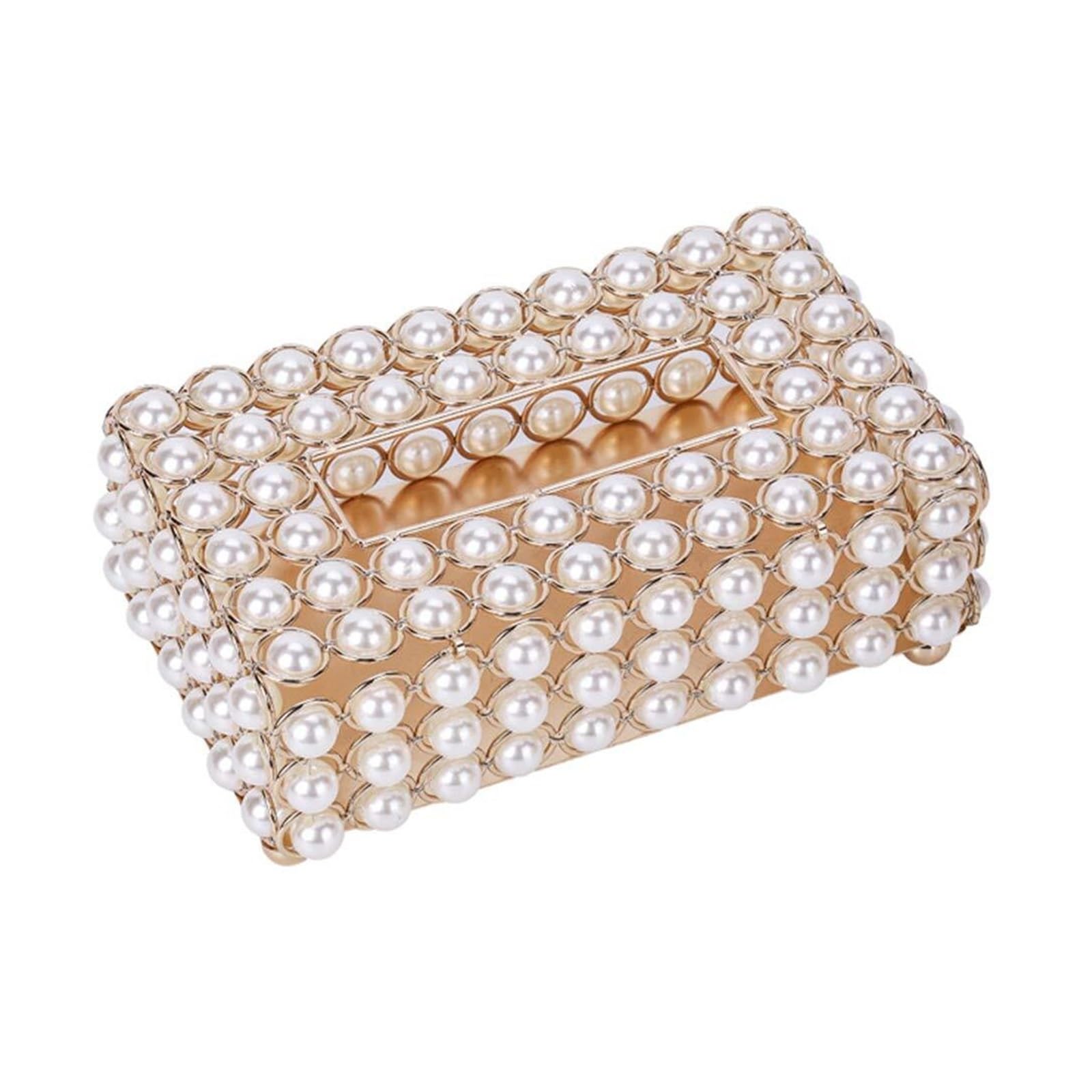 Tissue Dispenser Box Pearl Tissue Box Storage For Case Desktop Paper Container Napkin Dispenser Apartment Must Haves(S)