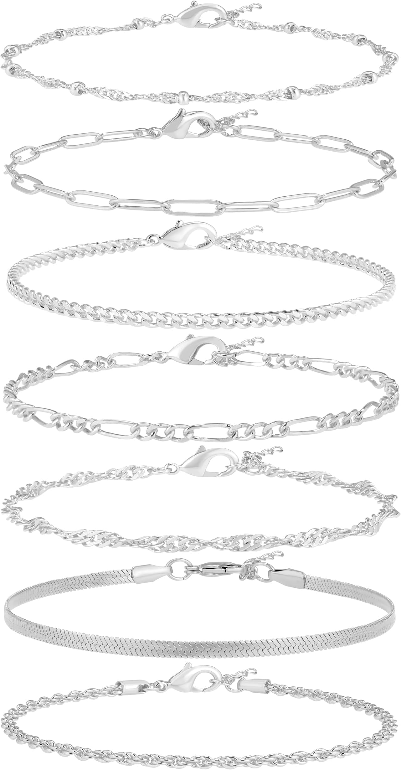 Bracelets Stack Silver Plated Chain Bracelet Set for Women Gold Hand Chain Rings Bracelets Jewelry for Women Trendy