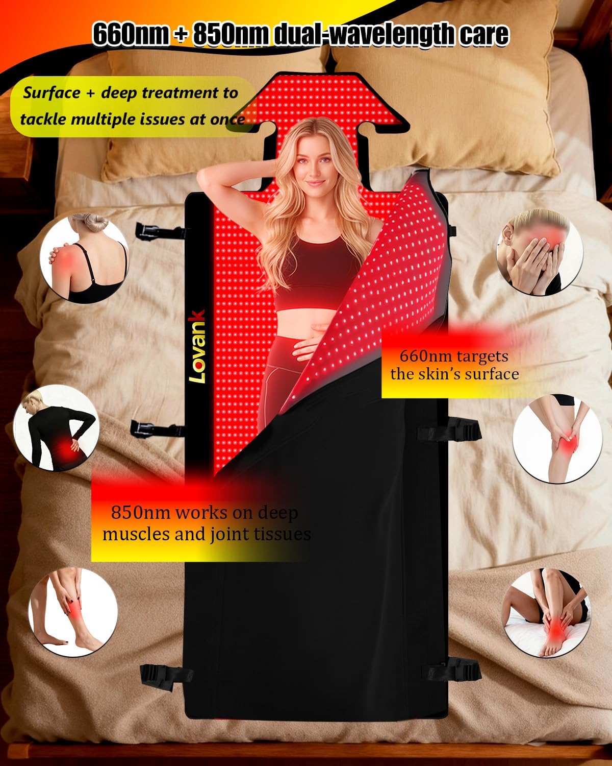 Red Light Therapy Mat for Full Body — 81"x33" Infrared Red Light Mat with 2,710 (660nm & 850nm) LEDs for Home Use - Image 3