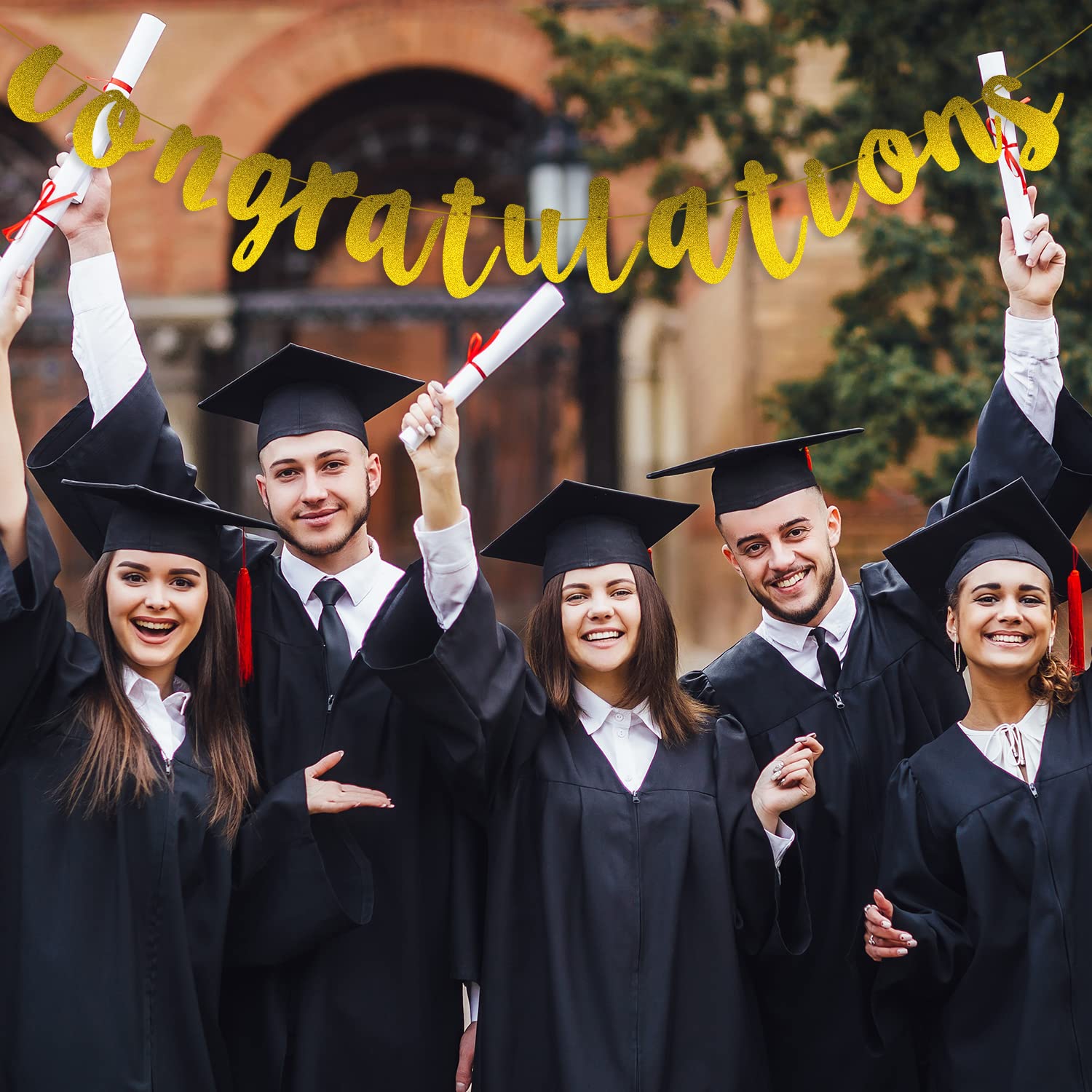 Festone Oro Congratulations 2 Metri - Bandierine Per Laurea, Matrimonio, Pensionamento - ALLY-MAGIC - 5