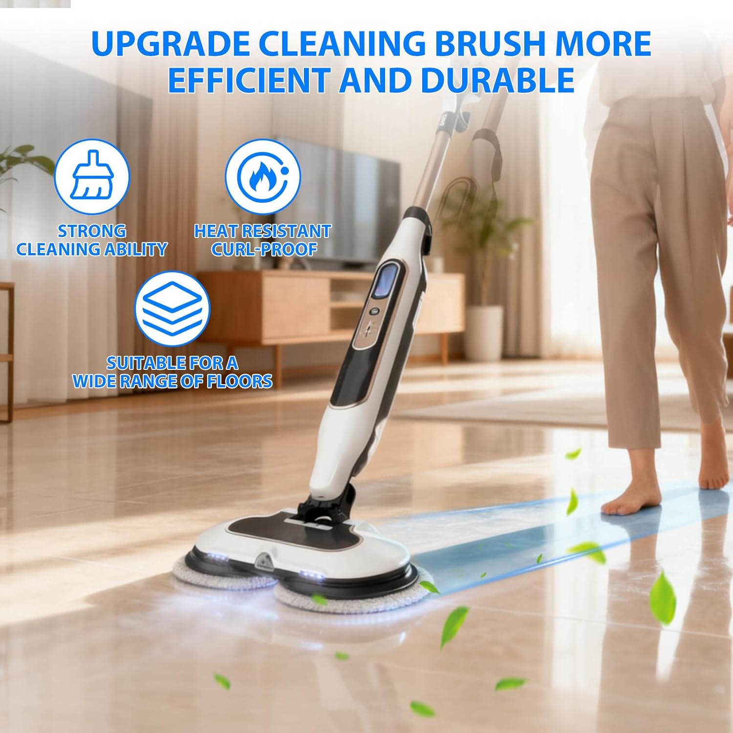 Steam Mop Pads Replacement Brush Head for Shark Steam Mop Professional Cleaning and Polishing Compatible with Shark S8201/S7000/S7001 Series for Deep Cleaning Hard Floors, 8 Mop Pads and 2 Brush Head