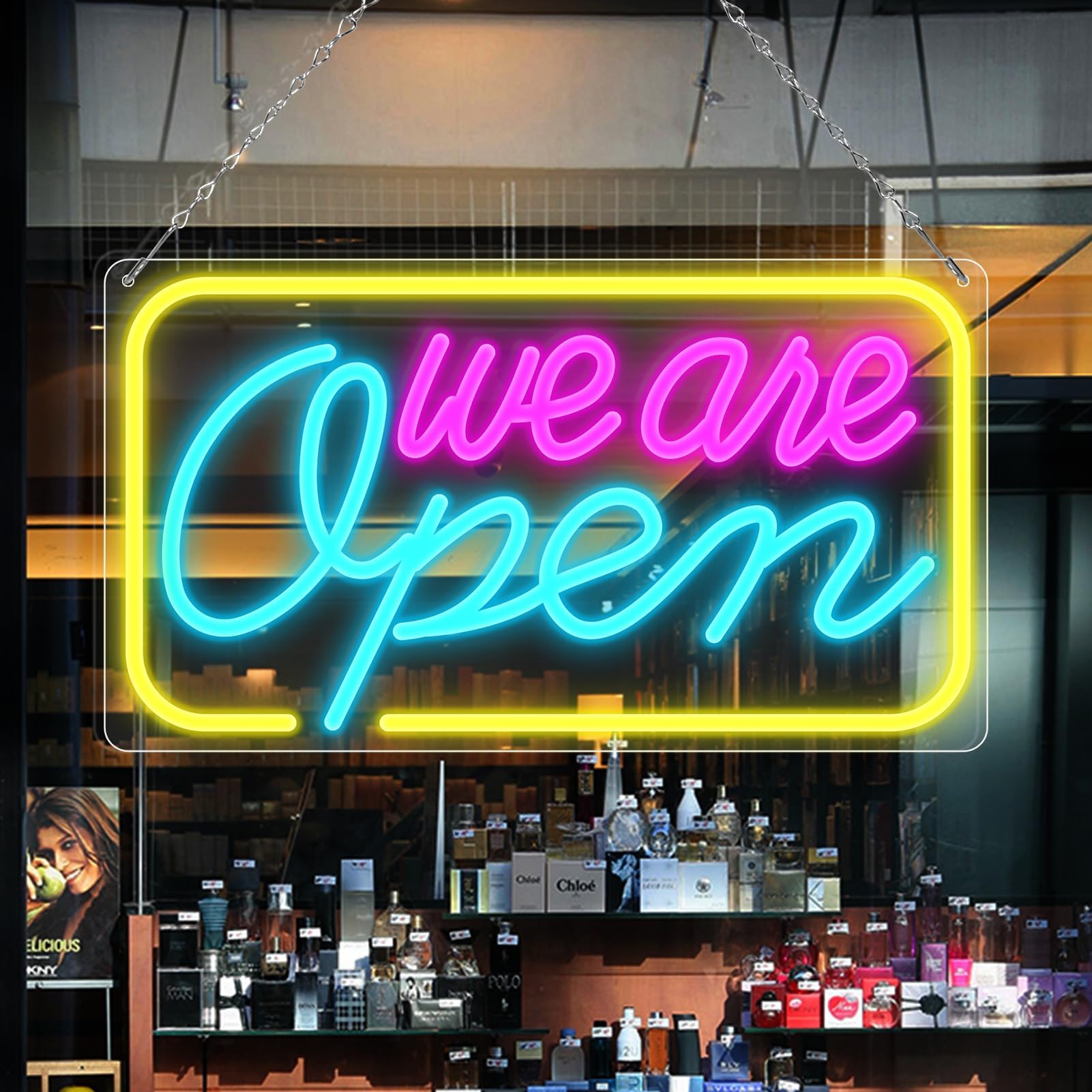 LED Neon We Are Open Signs, 16.5''x 9'' Open Sign for Business, Neon Open Sig...