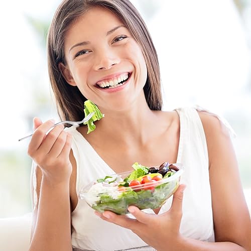 Miniatura 6 de 500 tenedores de plástico transparente de 5.8 pulgadas, resistentes y desechables, utensilios de plástico pesados para comidas diarias, bodas,