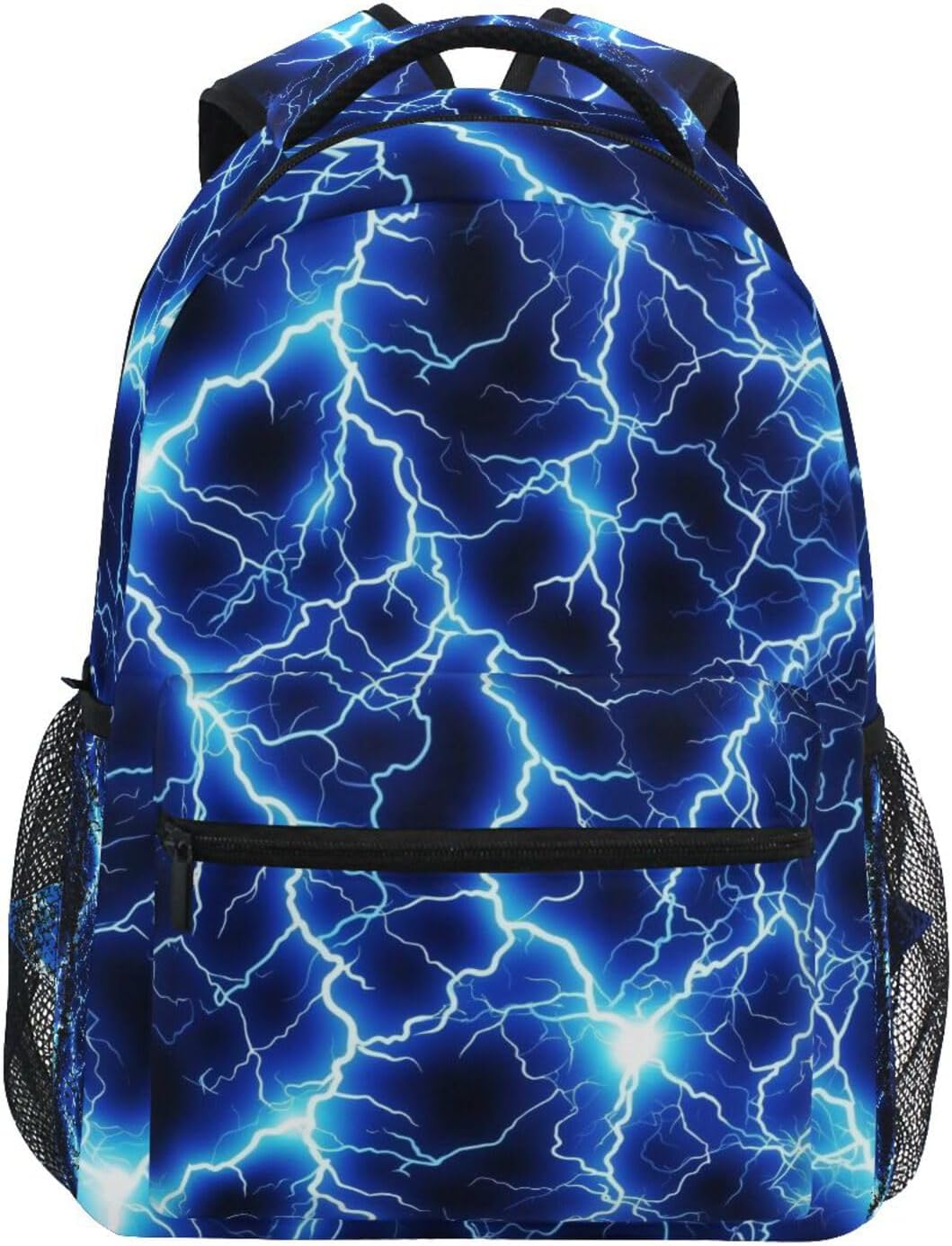 White Blue Lightning Backpack for Girls Boys Elementary Kids School Bag Bookbag Rucksack Travel Daypack