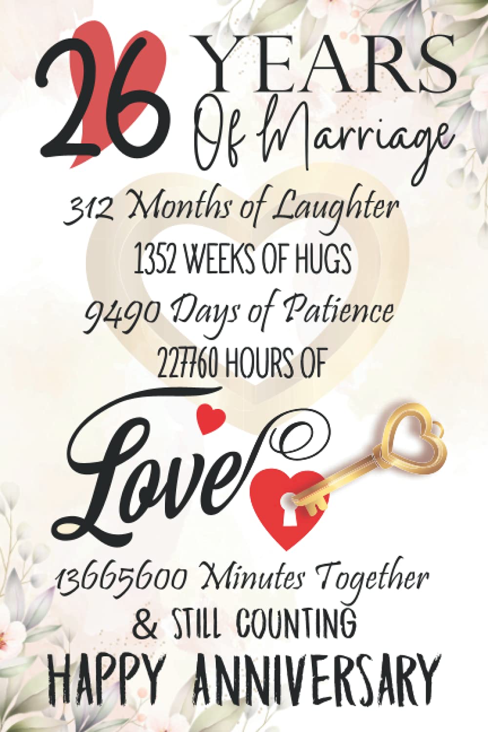 26 Years Of Marriage: Funny 26th couple wedding anniversary gift for both, her and him, lined Notebook, 100 pages, 6 in x 9 in (15.2 x 22.9 cm)