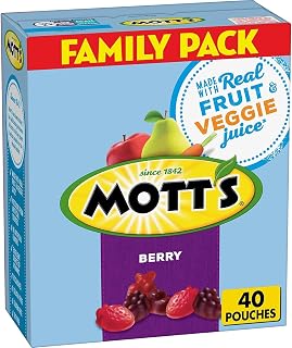 Mott's Berry Fruit Flavored Snacks Valentine's Day Family Pack, 40 Ct Gluten Free 32 oz Real Fruit Juice