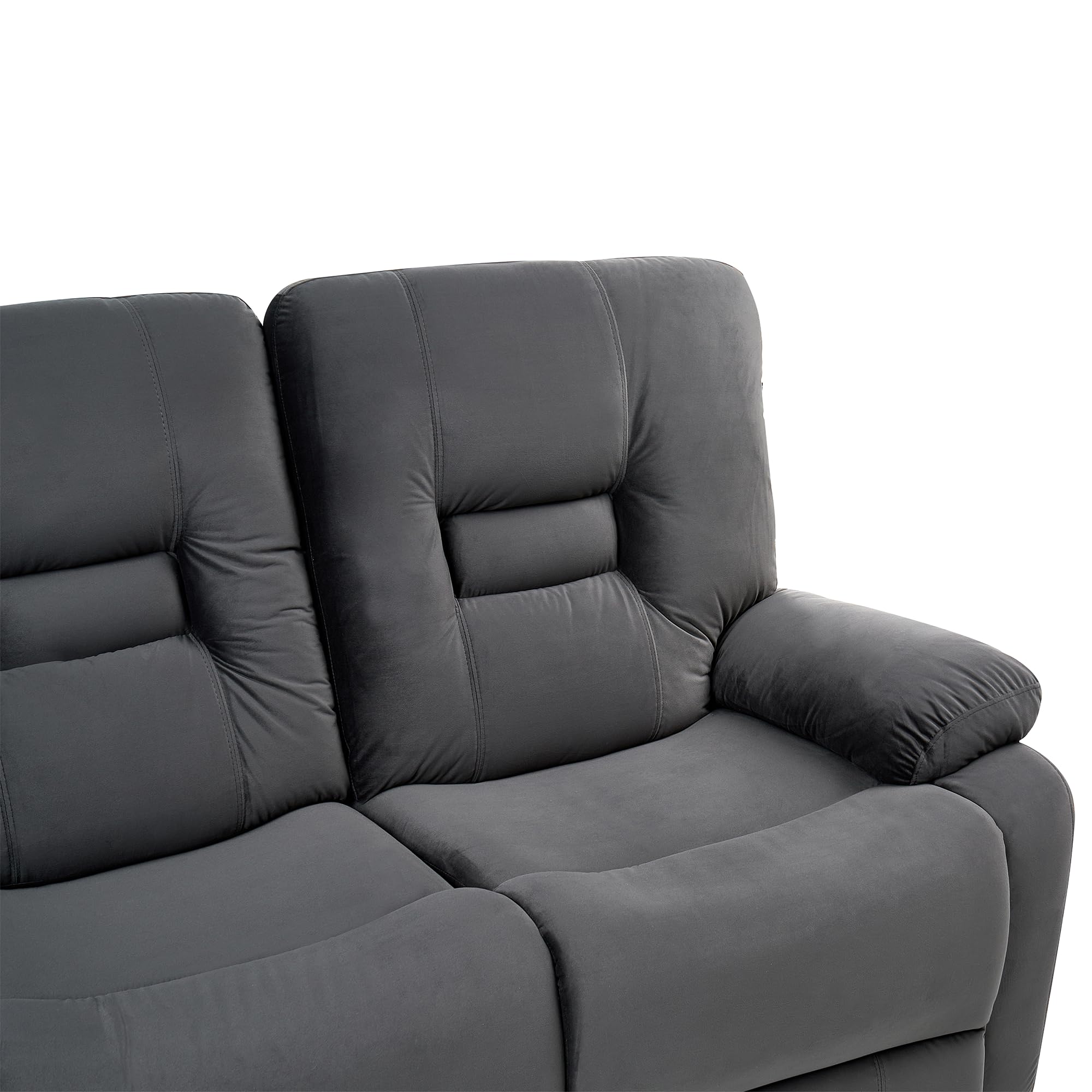 Beliani Sofá reclinable Moderno de Terciopelo eléctrico Acolchado 3 plazas Gris Oscuro Bergen